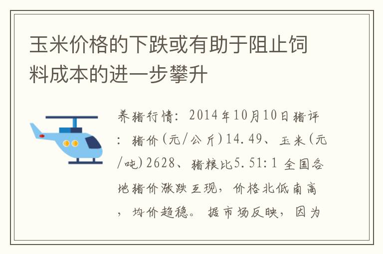 玉米价格的下跌或有助于阻止饲料成本的进一步攀升