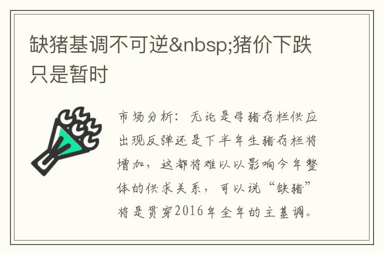 缺猪基调不可逆 猪价下跌只是暂时