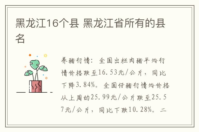 黑龙江16个县 黑龙江省所有的县名