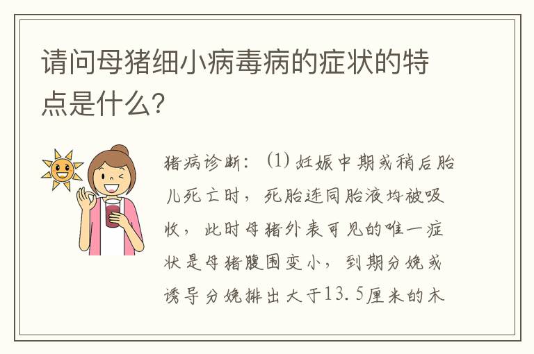 请问母猪细小病毒病的症状的特点是什么？