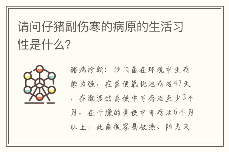 请问仔猪副伤寒的病原的生活习性是什么？