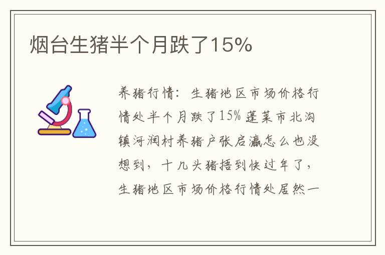 烟台生猪半个月跌了15%