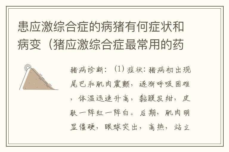 患应激综合症的病猪有何症状和病变（猪应激综合症最常用的药物是）