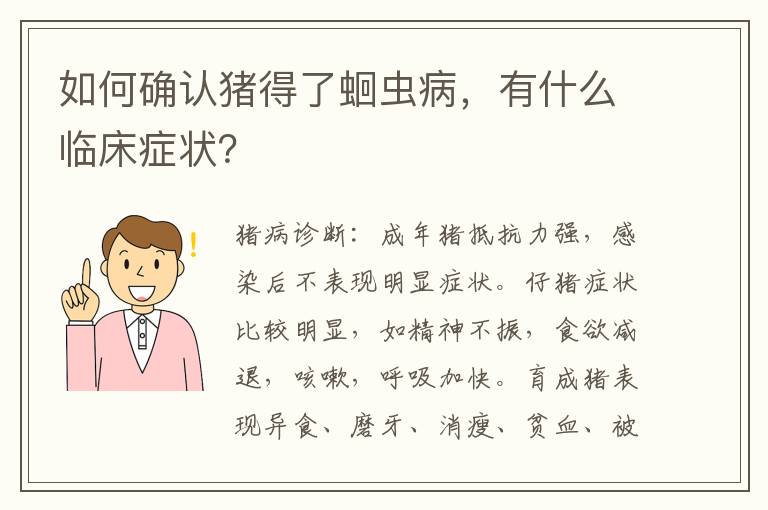 如何确认猪得了蛔虫病，有什么临床症状？