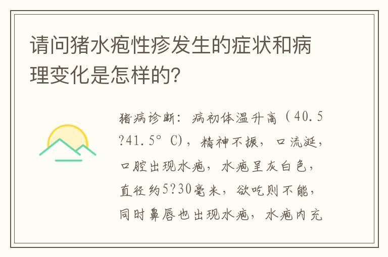 请问猪水疱性疹发生的症状和病理变化是怎样的？