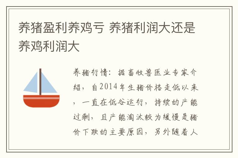 养猪盈利养鸡亏 养猪利润大还是养鸡利润大