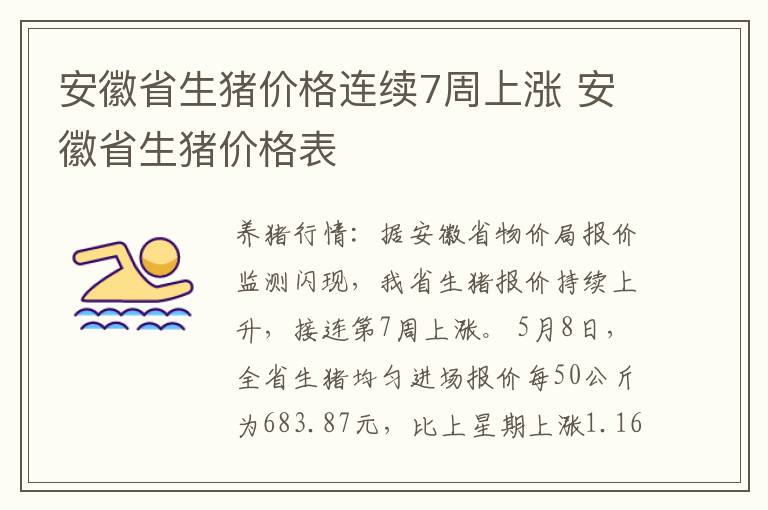 安徽省生猪价格连续7周上涨 安徽省生猪价格表