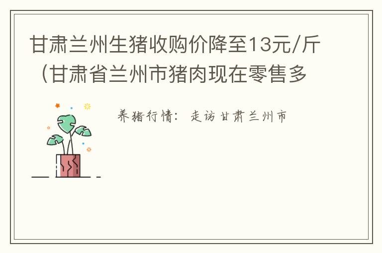 甘肃兰州生猪收购价降至13元/斤（甘肃省兰州市猪肉现在零售多少钱一斤）