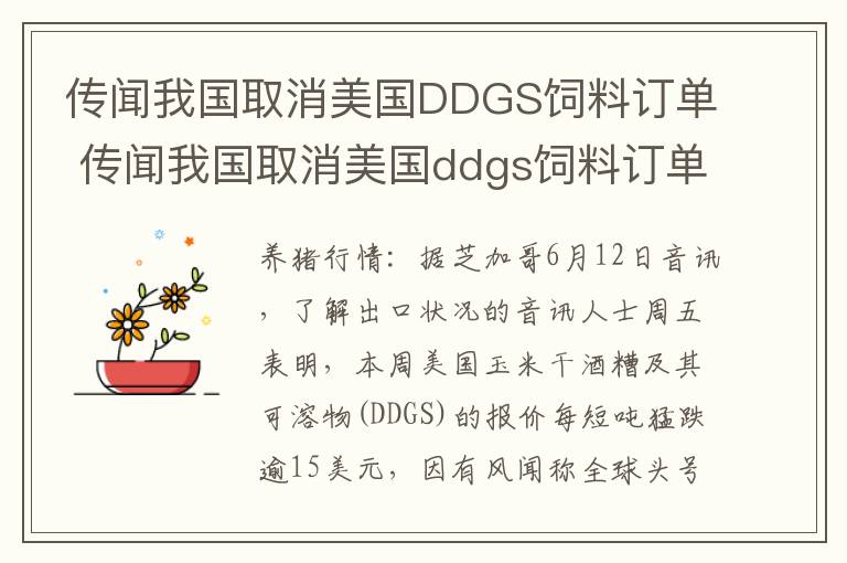 传闻我国取消美国DDGS饲料订单 传闻我国取消美国ddgs饲料订单是真的吗