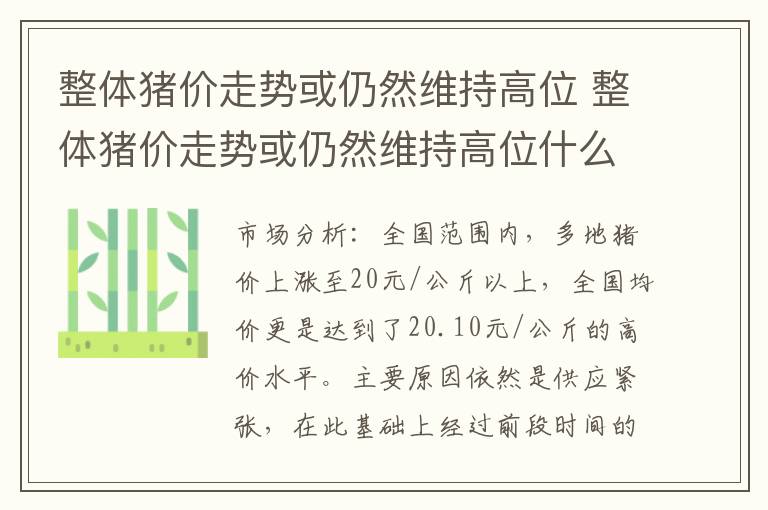 整体猪价走势或仍然维持高位 整体猪价走势或仍然维持高位什么意思