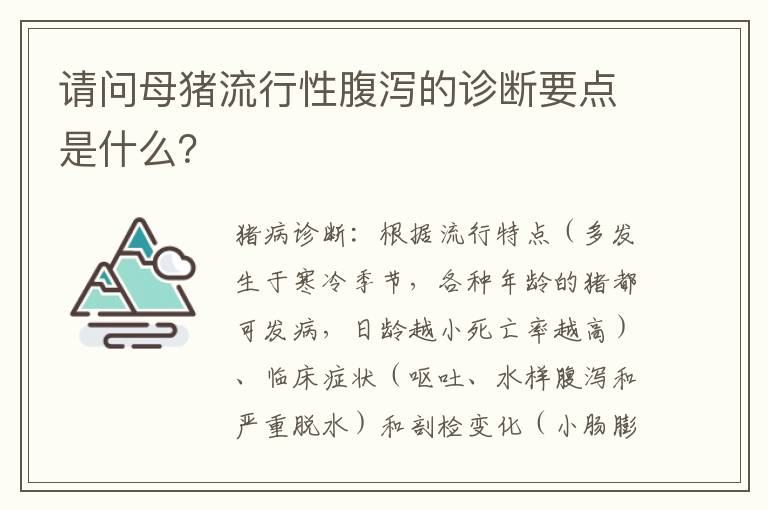 请问母猪流行性腹泻的诊断要点是什么？