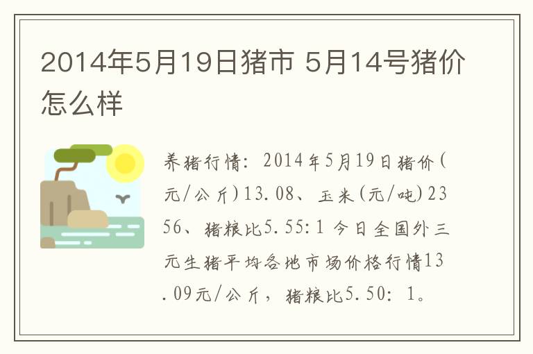 2014年5月19日猪市 5月14号猪价怎么样