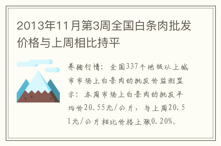 2013年11月第3周全国白条肉批发价格与上周相比持平