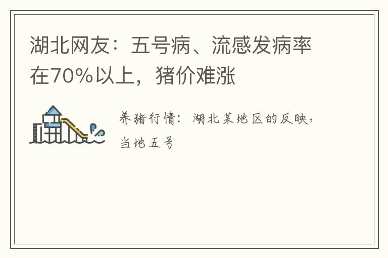 湖北网友：五号病、流感发病率在70％以上，猪价难涨