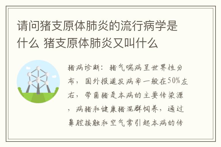 请问猪支原体肺炎的流行病学是什么 猪支原体肺炎又叫什么