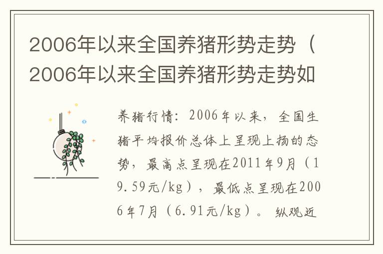 2006年以来全国养猪形势走势（2006年以来全国养猪形势走势如何）