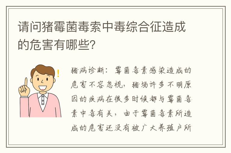 请问猪霉菌毒索中毒综合征造成的危害有哪些？