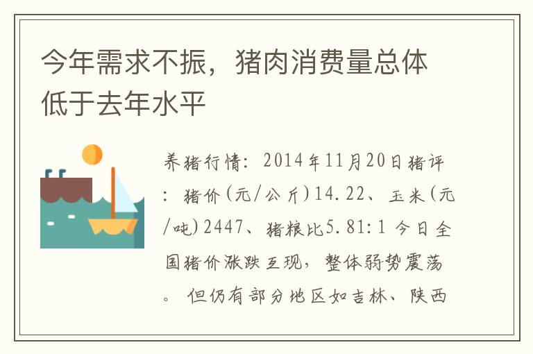 今年需求不振，猪肉消费量总体低于去年水平