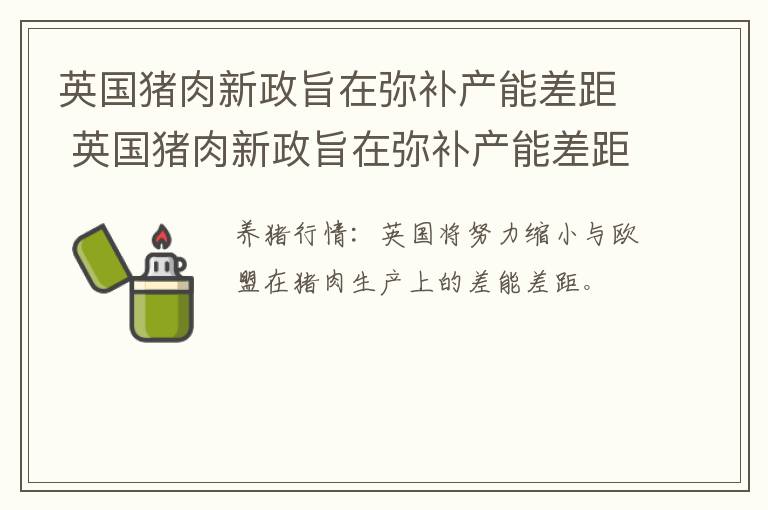 英国猪肉新政旨在弥补产能差距 英国猪肉新政旨在弥补产能差距的原因