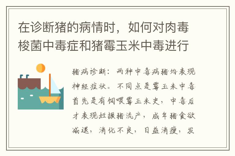 在诊断猪的病情时，如何对肉毒梭菌中毒症和猪霉玉米中毒进行鉴别