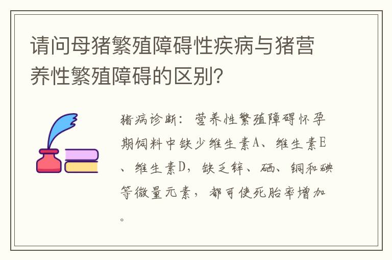 请问母猪繁殖障碍性疾病与猪营养性繁殖障碍的区别？