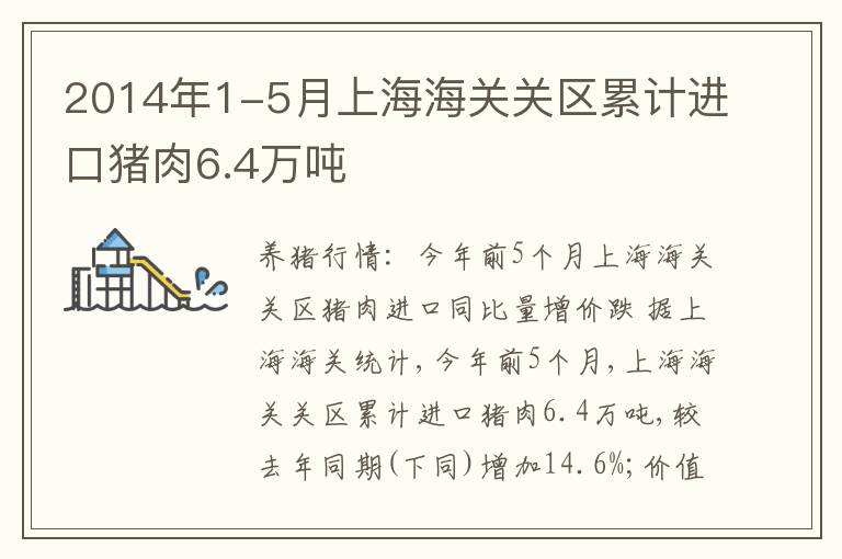 2014年1-5月上海海关关区累计进口猪肉6.4万吨