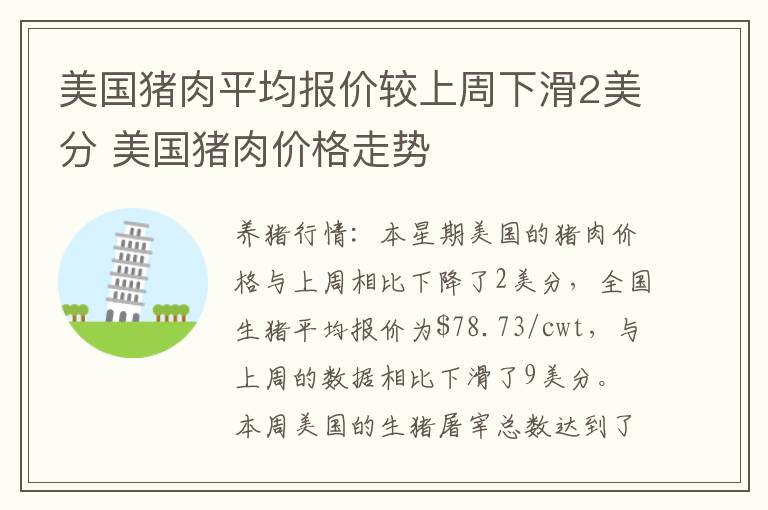 美国猪肉平均报价较上周下滑2美分 美国猪肉价格走势