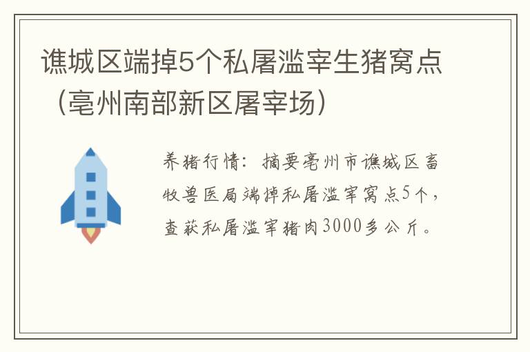 谯城区端掉5个私屠滥宰生猪窝点（亳州南部新区屠宰场）