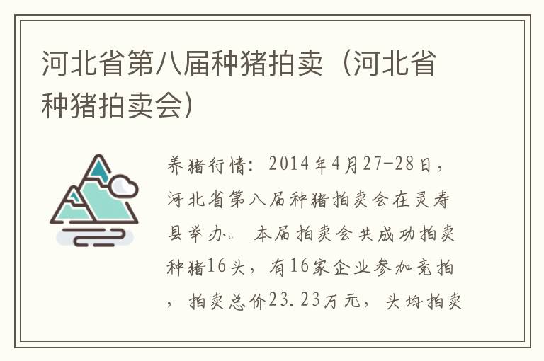 河北省第八届种猪拍卖（河北省种猪拍卖会）