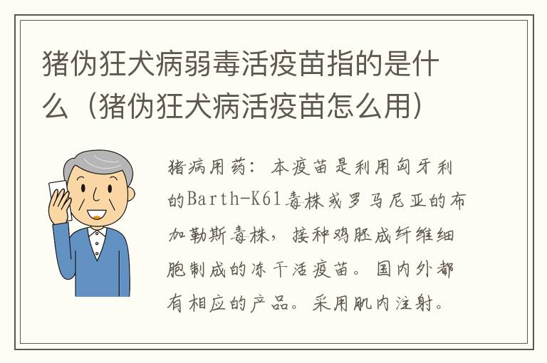 猪伪狂犬病弱毒活疫苗指的是什么（猪伪狂犬病活疫苗怎么用）