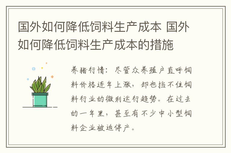 国外如何降低饲料生产成本 国外如何降低饲料生产成本的措施