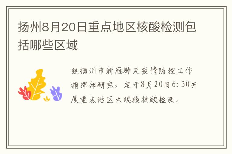 扬州8月20日重点地区核酸检测包括哪些区域