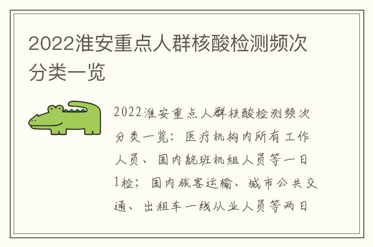 2022淮安重点人群核酸检测频次分类一览