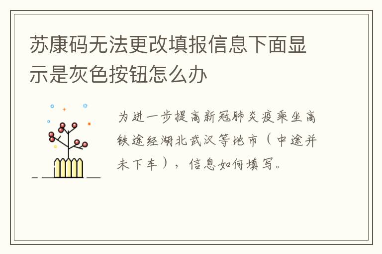 苏康码无法更改填报信息下面显示是灰色按钮怎么办