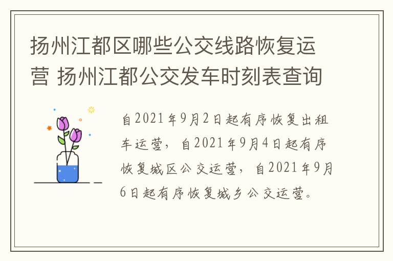 扬州江都区哪些公交线路恢复运营 扬州江都公交发车时刻表查询