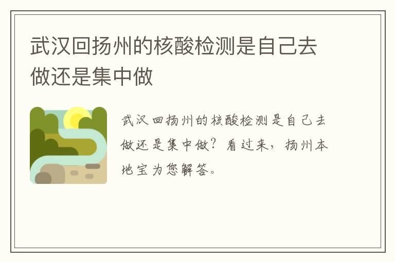 武汉回扬州的核酸检测是自己去做还是集中做