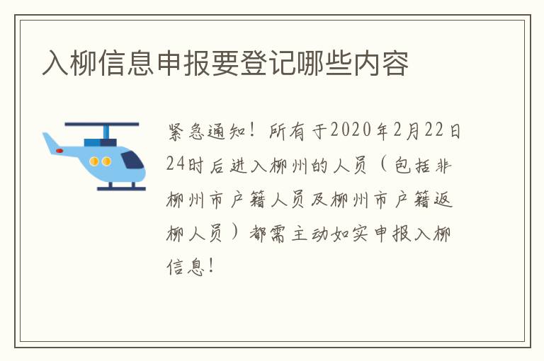 入柳信息申报要登记哪些内容