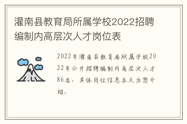 灌南县教育局所属学校2022招聘编制内高层次人才岗位表