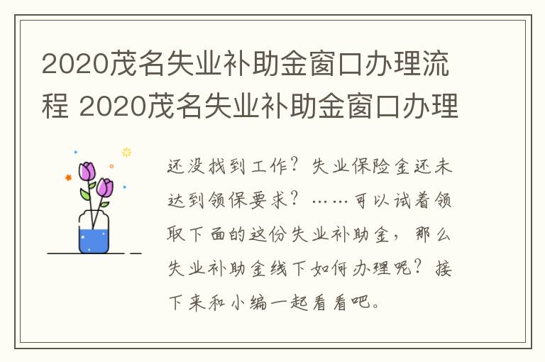 2020茂名失业补助金窗口办理流程 2020茂名失业补助金窗口办理流程图