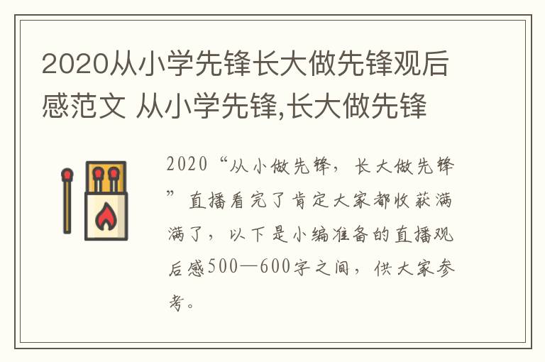 2020从小学先锋长大做先锋观后感范文 从小学先锋,长大做先锋观后感500字