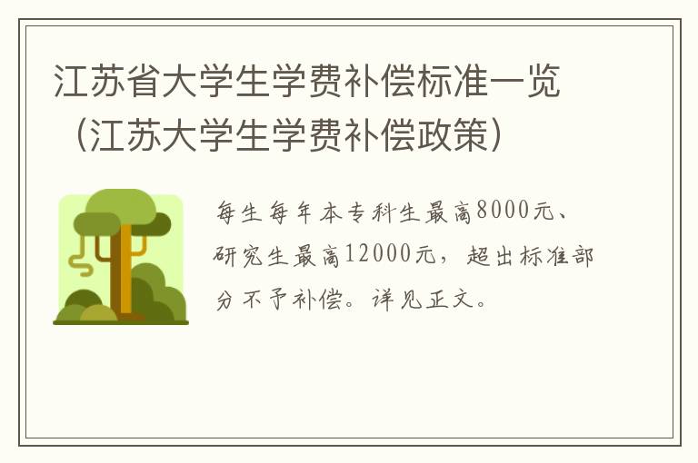 江苏省大学生学费补偿标准一览（江苏大学生学费补偿政策）