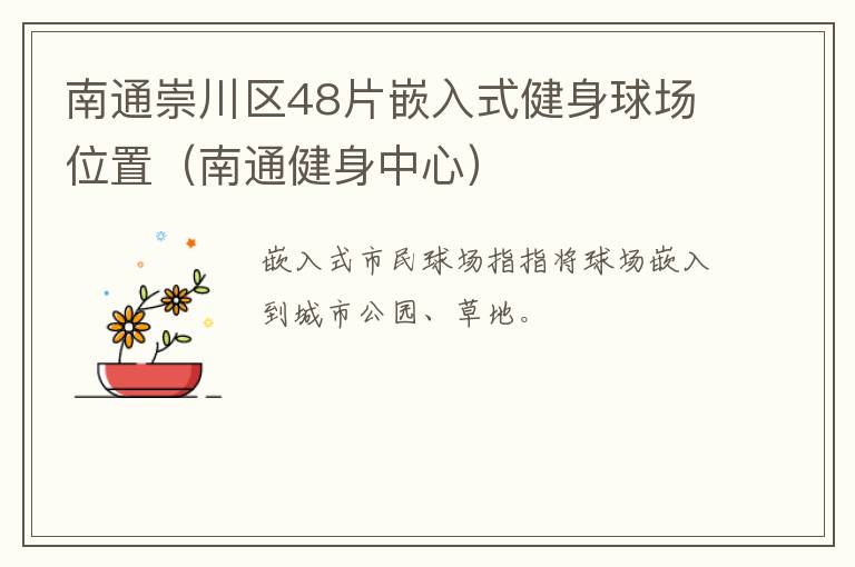 南通崇川区48片嵌入式健身球场位置（南通健身中心）