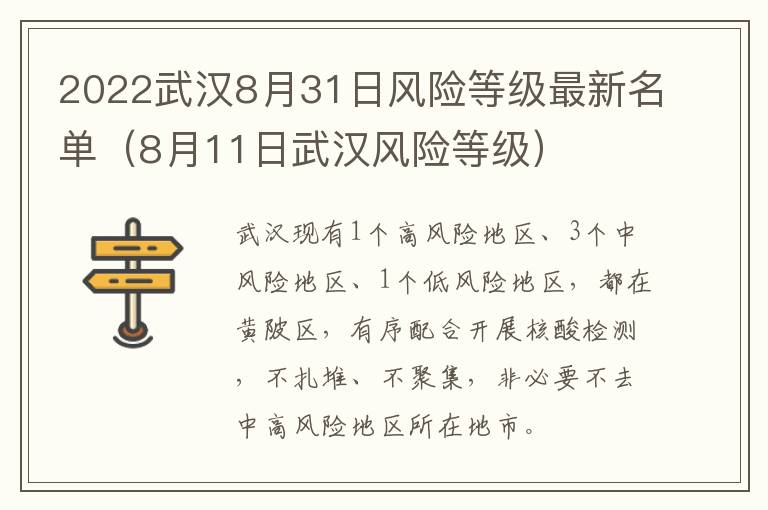 2022武汉8月31日风险等级最新名单（8月11日武汉风险等级）