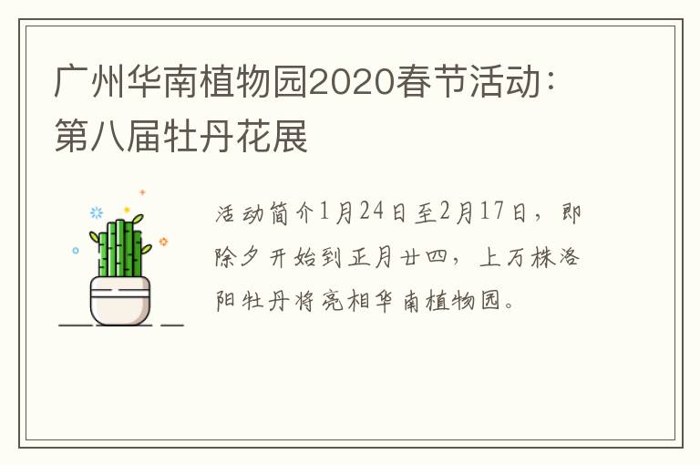 广州华南植物园2020春节活动：第八届牡丹花展