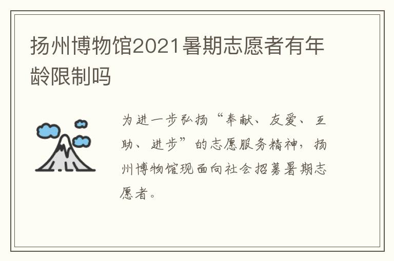 扬州博物馆2021暑期志愿者有年龄限制吗