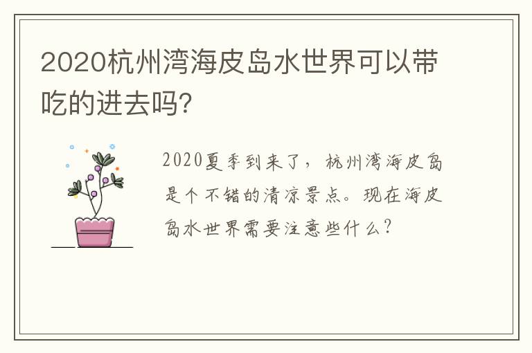 2020杭州湾海皮岛水世界可以带吃的进去吗？