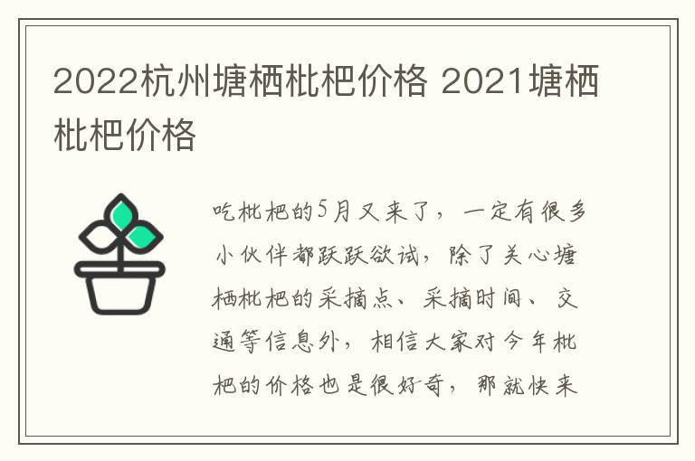 2022杭州塘栖枇杷价格 2021塘栖枇杷价格