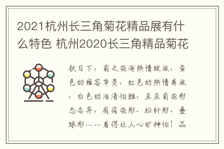 2021杭州长三角菊花精品展有什么特色 杭州2020长三角精品菊花展